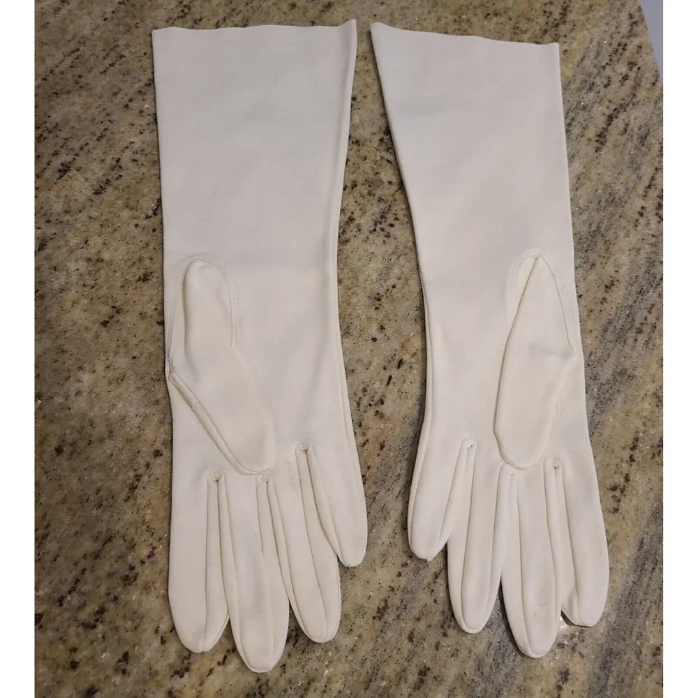 Vintage Size 7 M Off White Formal Stretch Cotton 13